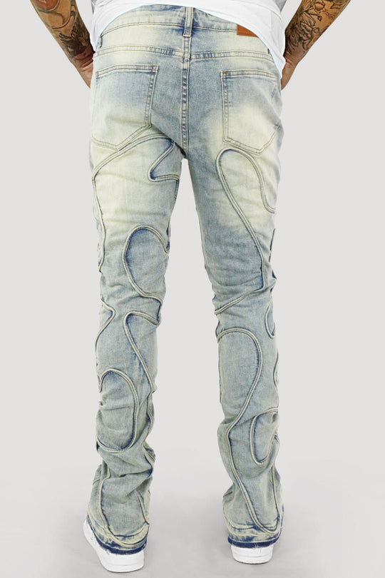 Wave Fade Stacked Denim (Blue Wash) (M8329D) - Zamage