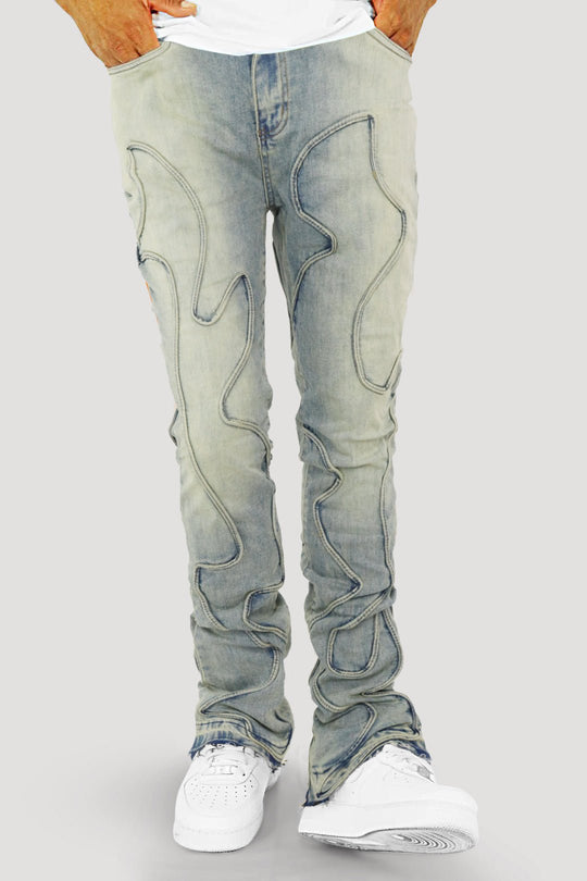 Wave Fade Stacked Denim (Blue Wash) (M8329D) - Zamage