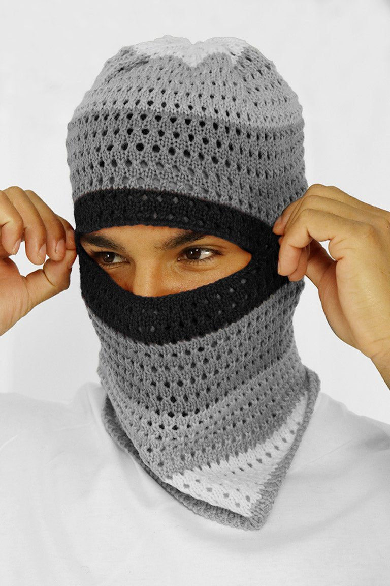 Wave Knit Balaclava (Grey - Black) - Zamage
