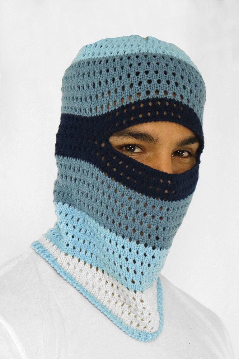 Wave Knit Balaclava (Blue) - Zamage