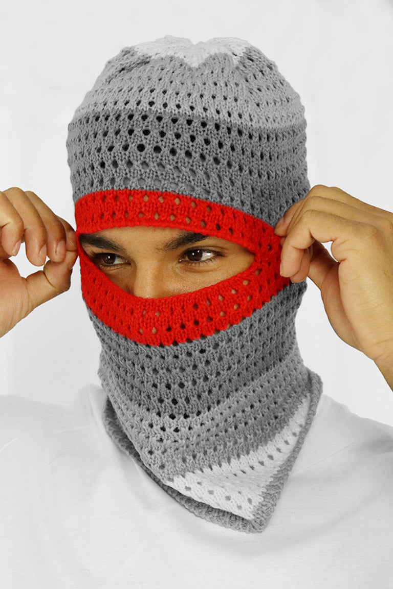 Wave Knit Balaclava (Red) - Zamage