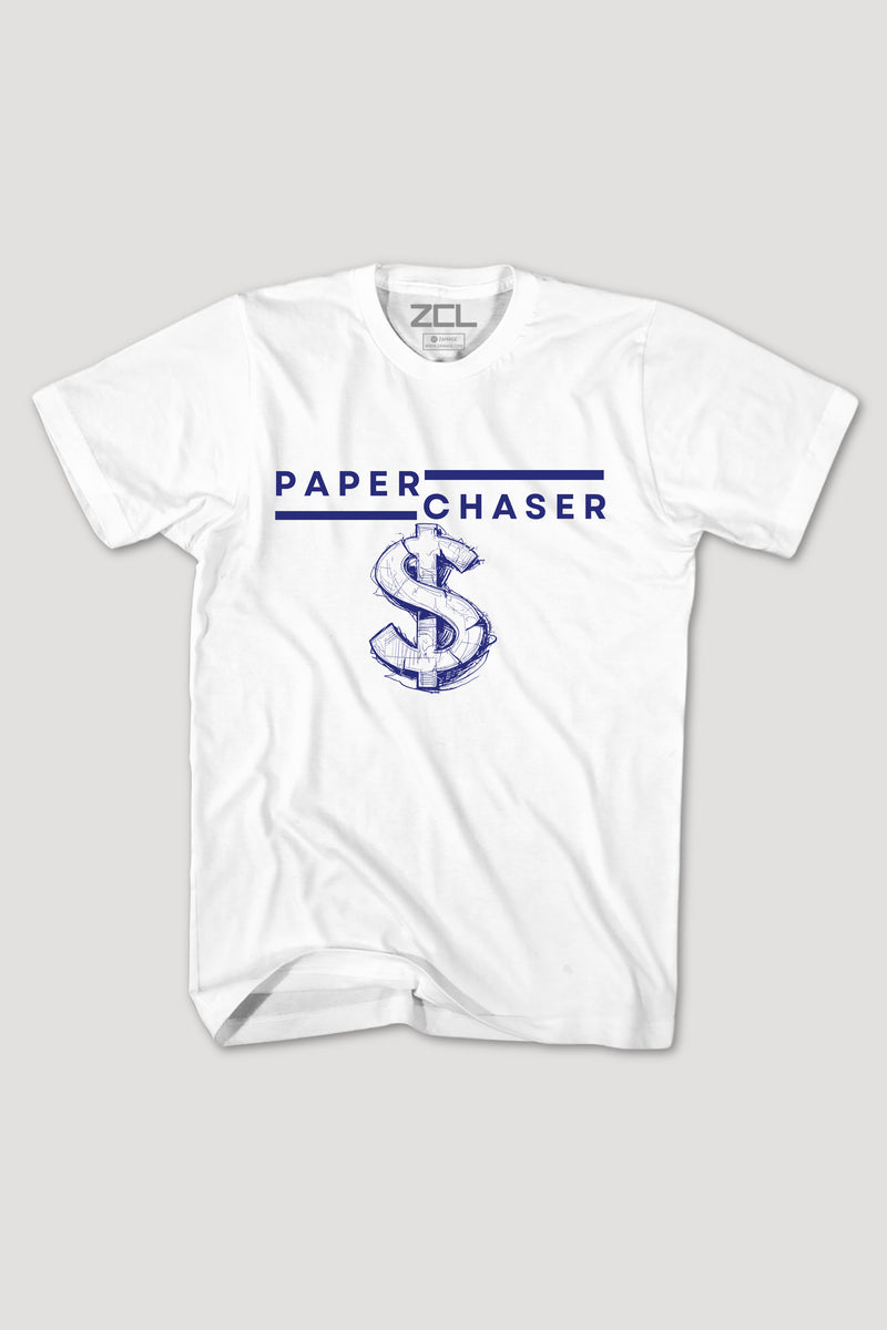 Paper Chaser Tee (Navy Logo)