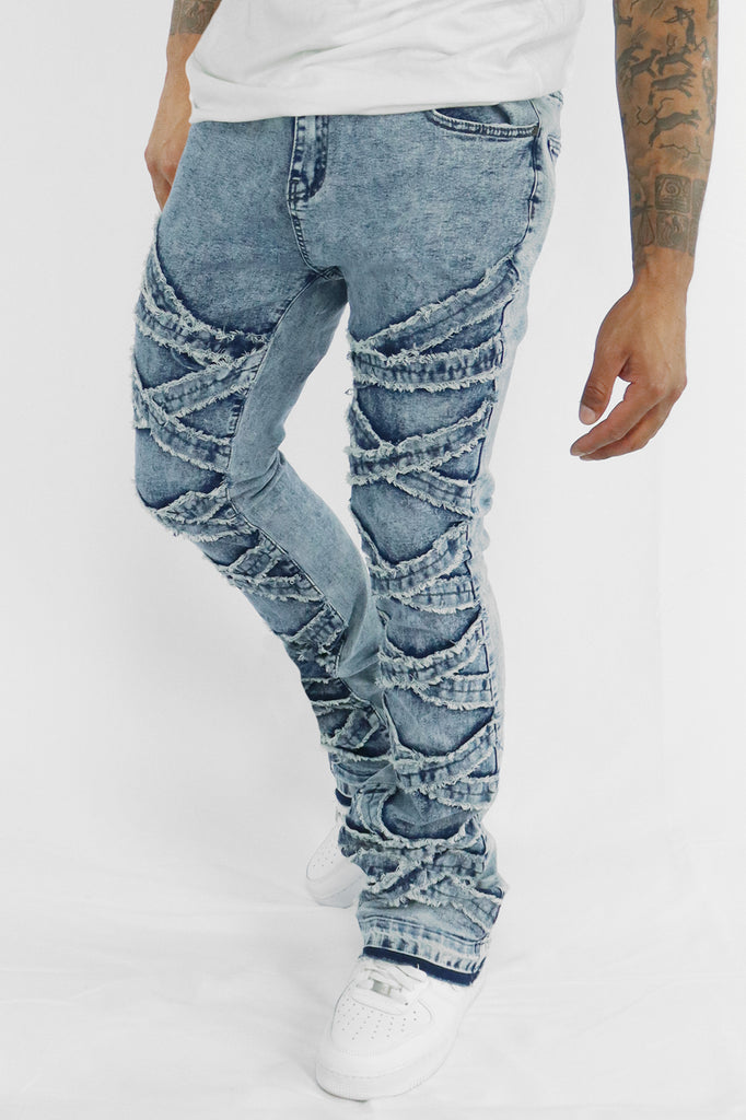 X'D Out Super Stacked Denim (Blue Acid Wash) - Zamage