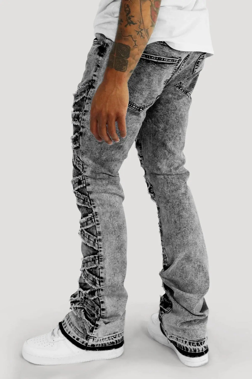 X'D Out Super Stacked Denim (Grey Wash) - Zamage