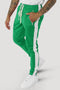 Premium Side Stripe Zip Pocket Track Pants (Kelly Green - White)