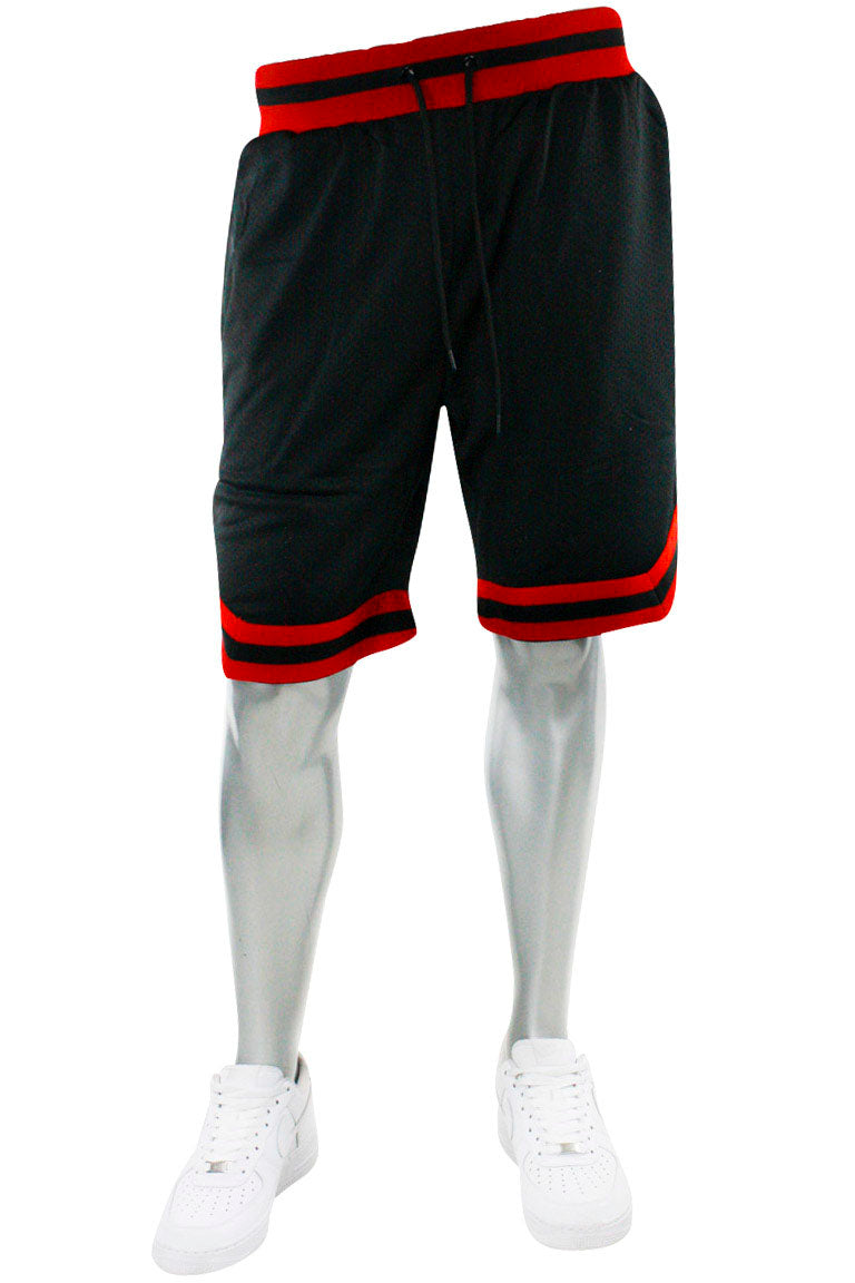 Basic Solid Mesh Shorts Black - Red (100-920) - Zamage