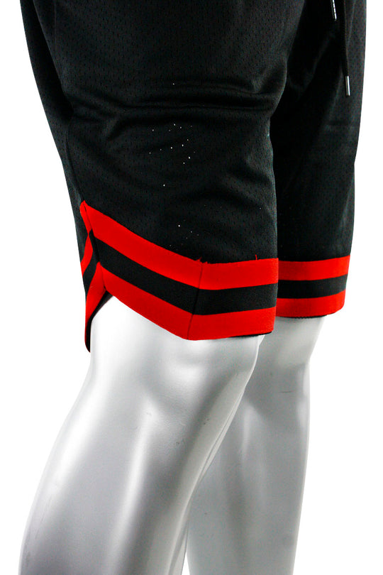 Basic Solid Mesh Shorts Black - Red (100-920) - Zamage
