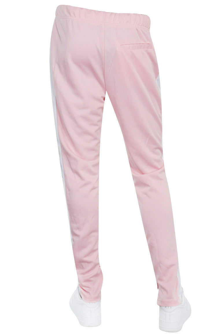 Premium Side Stripe Zip Pocket Track Pants (Pink - White) - Zamage