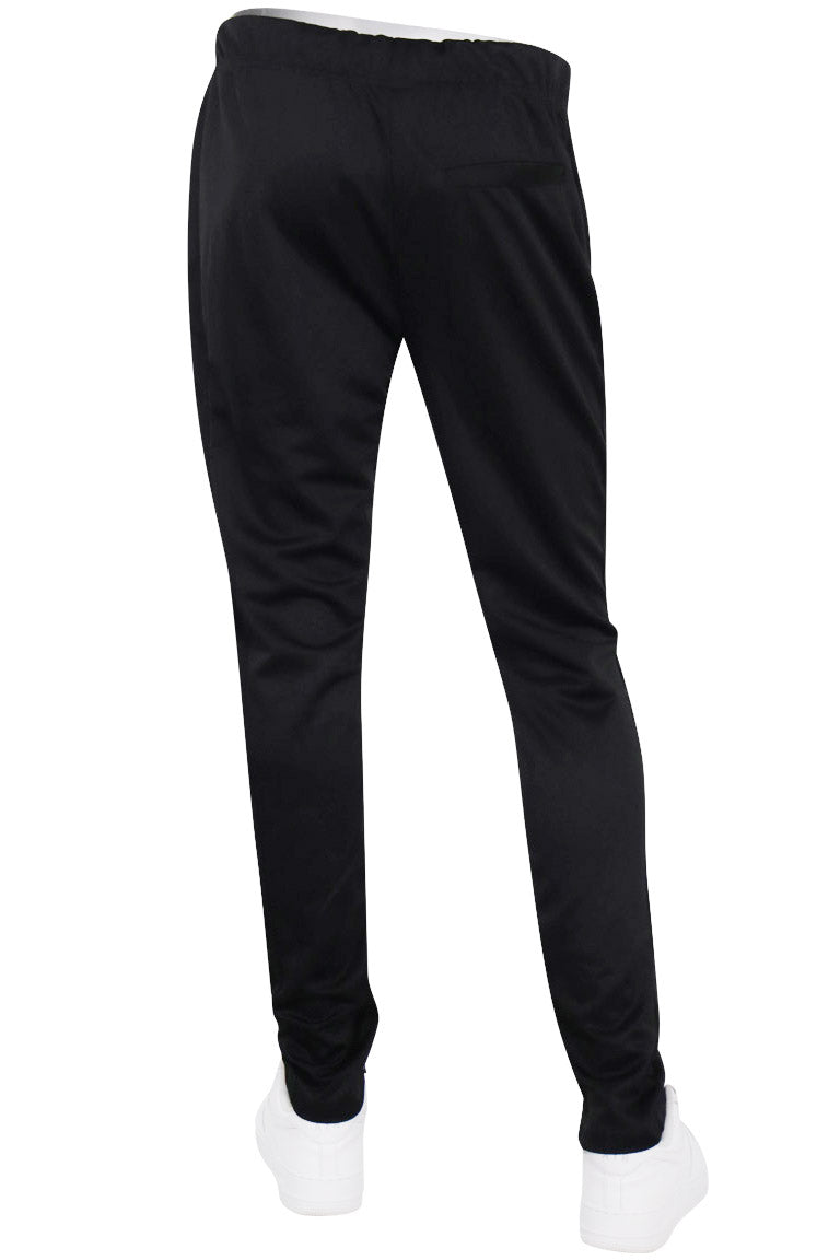 Premium Side Stripe Zip Pocket Track Pants (Black - Black)