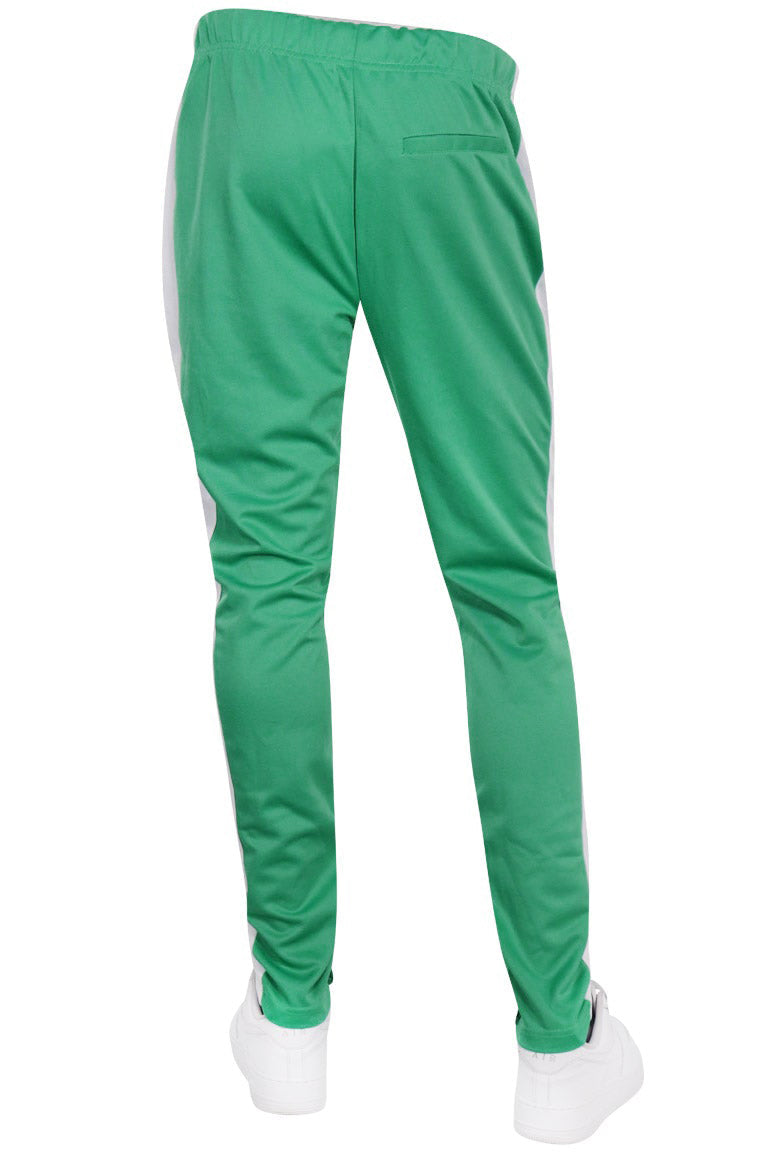 Premium Side Stripe Zip Pocket Track Pants (Kelly Green - White) – Zamage