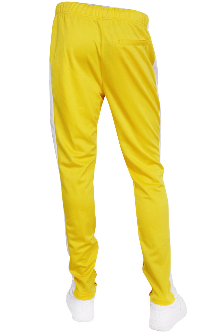 Premium Side Stripe Zip Pocket Track Pants (Yellow - White) - Zamage