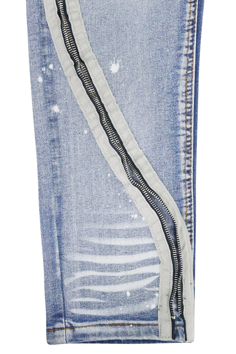 Zipper Lined Denim (Blue Wash) - Zamage
