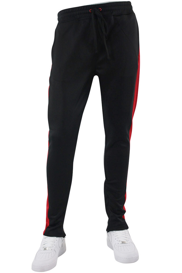 Solid One Stripe Track Pants Black - Red (100-401) - Zamage
