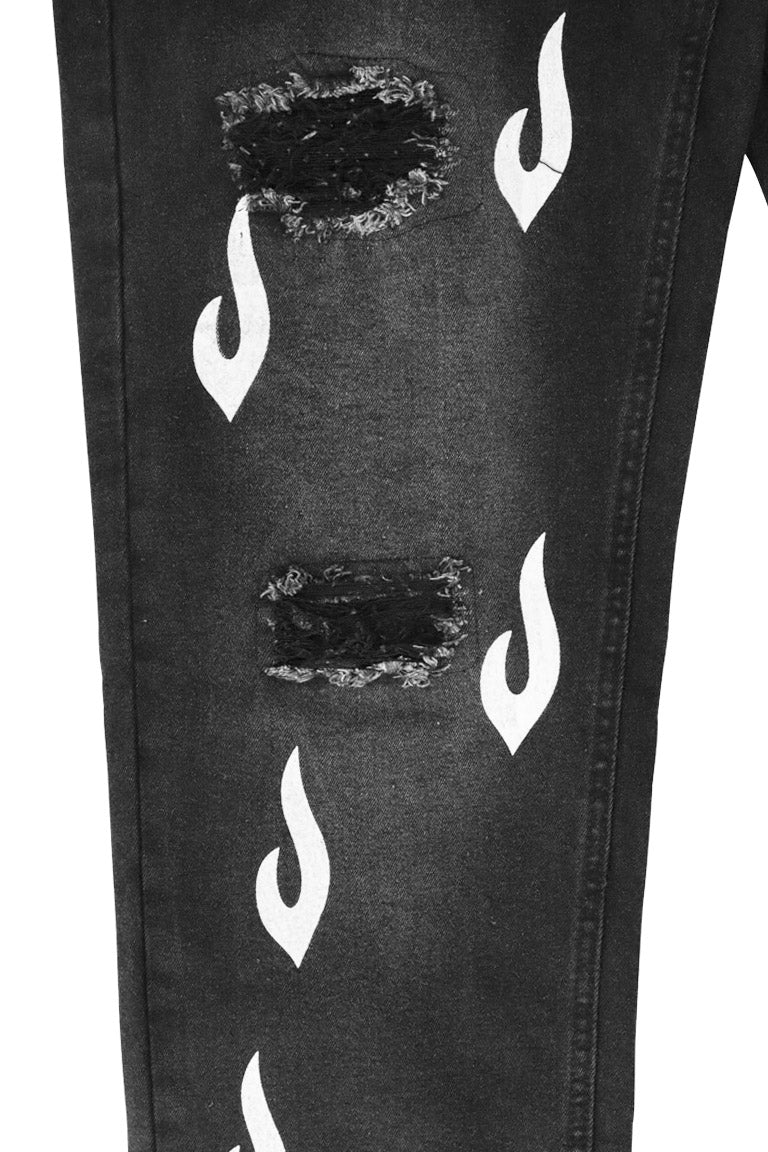 Flame Stitch Trap Jeans-S1187
