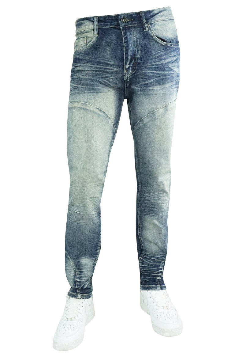 Whisker Faded Denim (Bleach-Blue) - Zamage