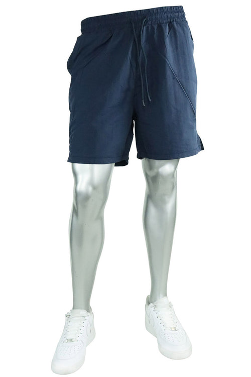 Crinkled Nylon Shorts (Navy) - Zamage