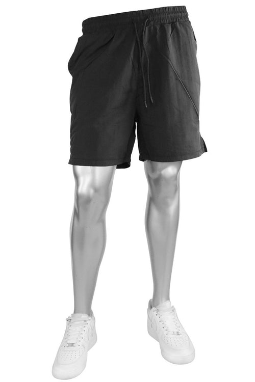Crinkled Nylon Shorts (Black) - Zamage