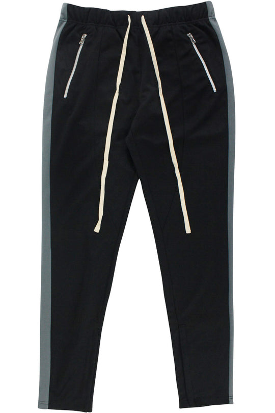 Premium Side Stripe Zip Pocket Track Pants Black - Dark Grey (ZCM4418Z) - Zamage