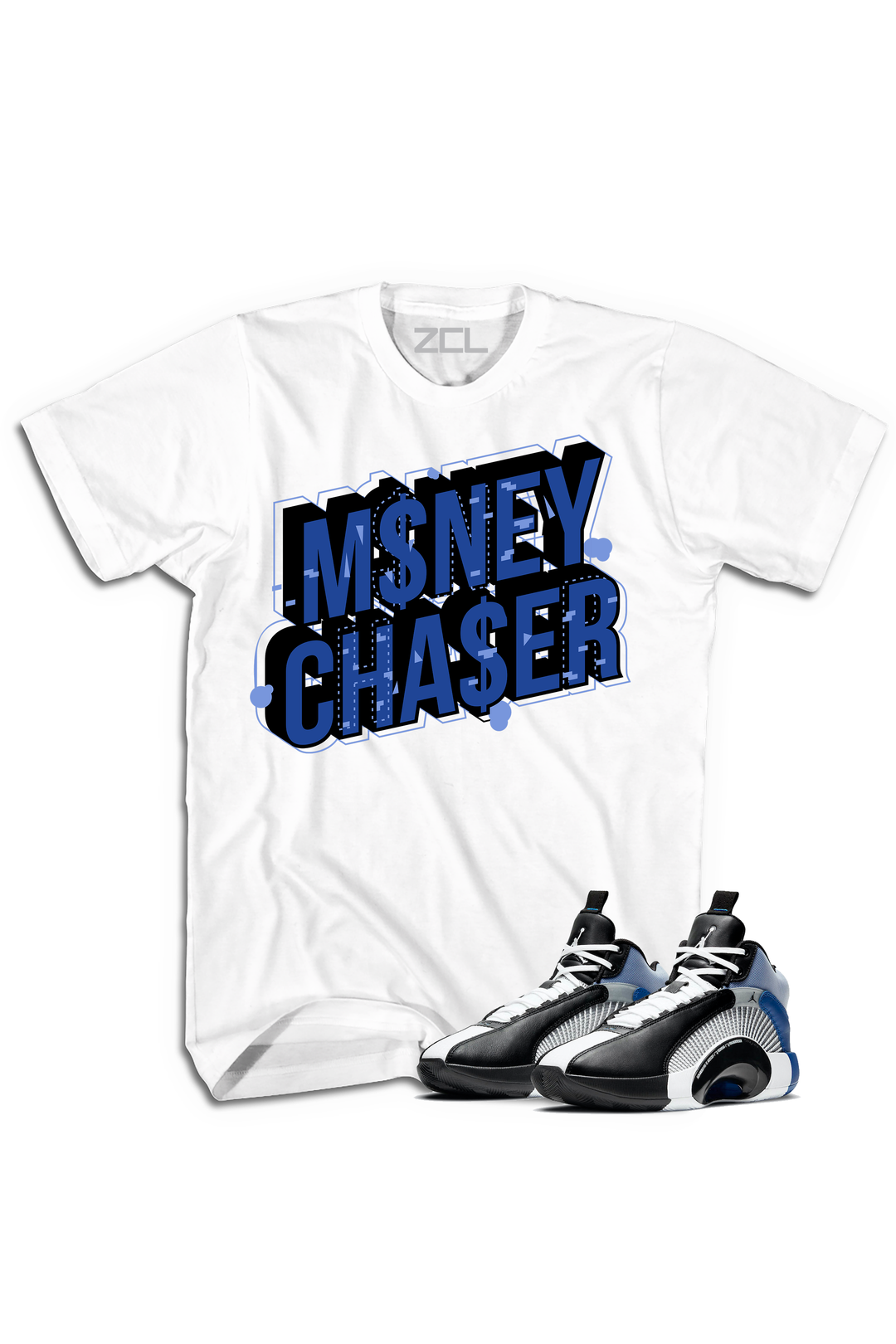 Air Jordan X Fragment "Money Chaser" Tee Sport Blue - Zamage