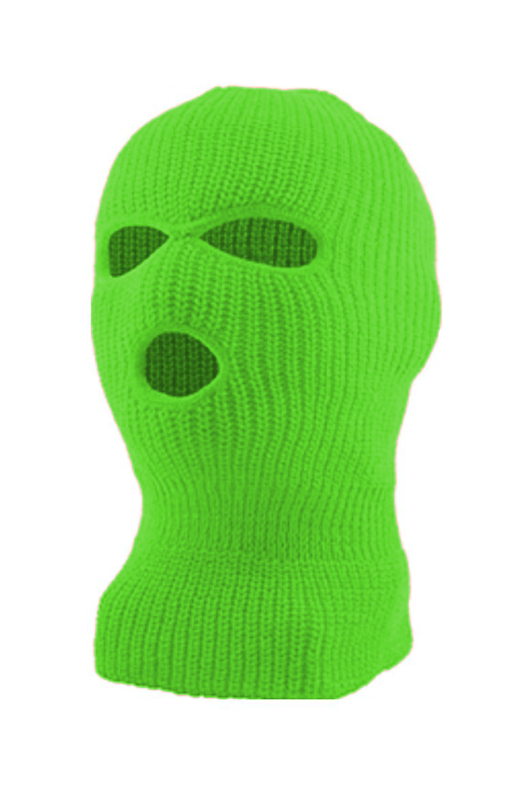 Classic Split Face Ski Mask Balaclava (White-Neon Green) – Zamage