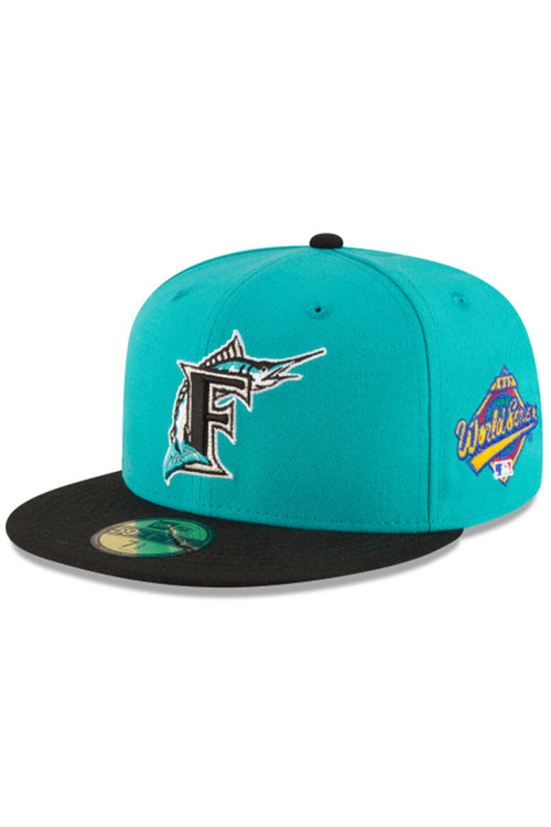 New Era Florida Marlins 1997 World Series Teal Wool 5950 Fitted Hat - Zamage