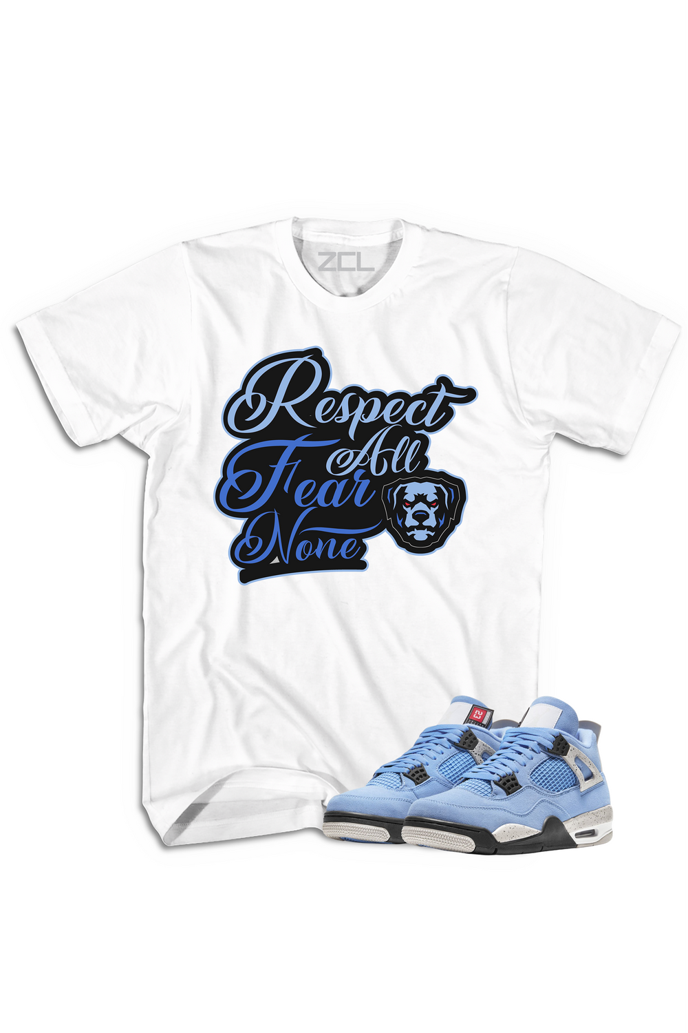 Air Jordan 4 SE "Respect All Fear None" Tee University Blue - Zamage