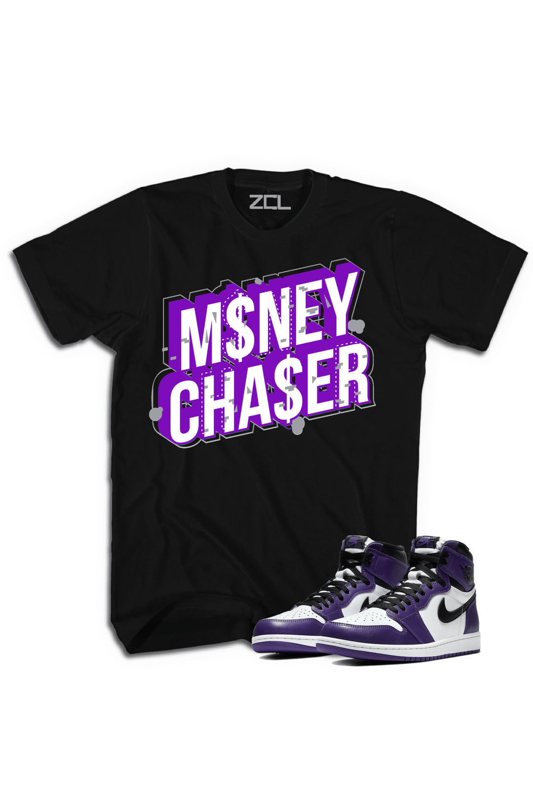 Air Jordan 1 Retro High OG "Money Chaser" Tee (Court Purple) - Zamage