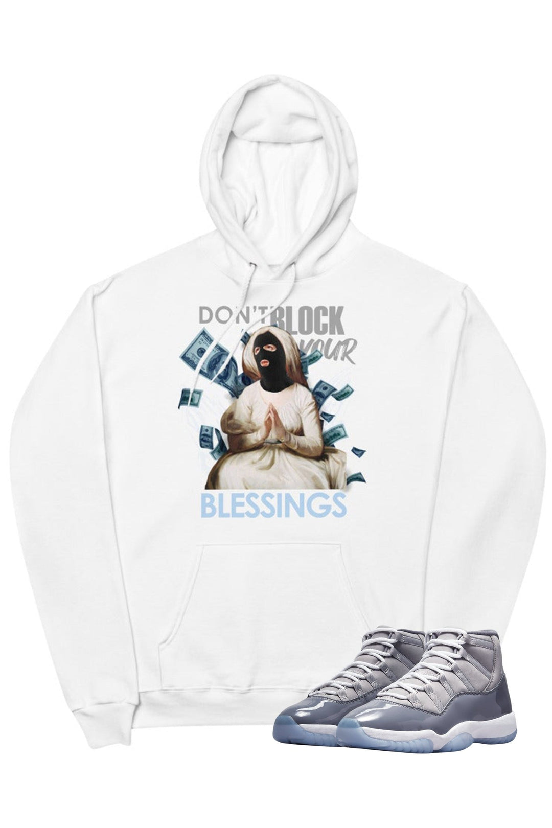 Air Jordan 11 "Don't Block Your Blessings" Hoodie Cool Grey - Zamage