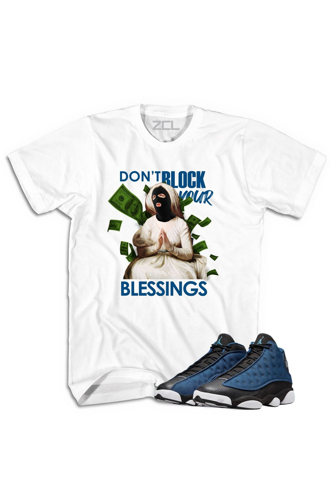 Air Jordan 13 "Don't Block Your Blessings" Tee Brave Blue - Zamage