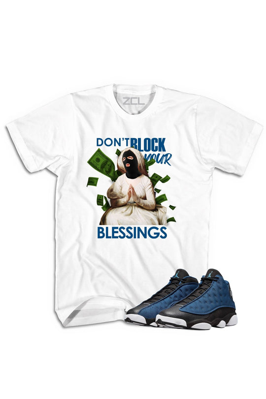 Air Jordan 13 "Don't Block Your Blessings" Tee Brave Blue - Zamage