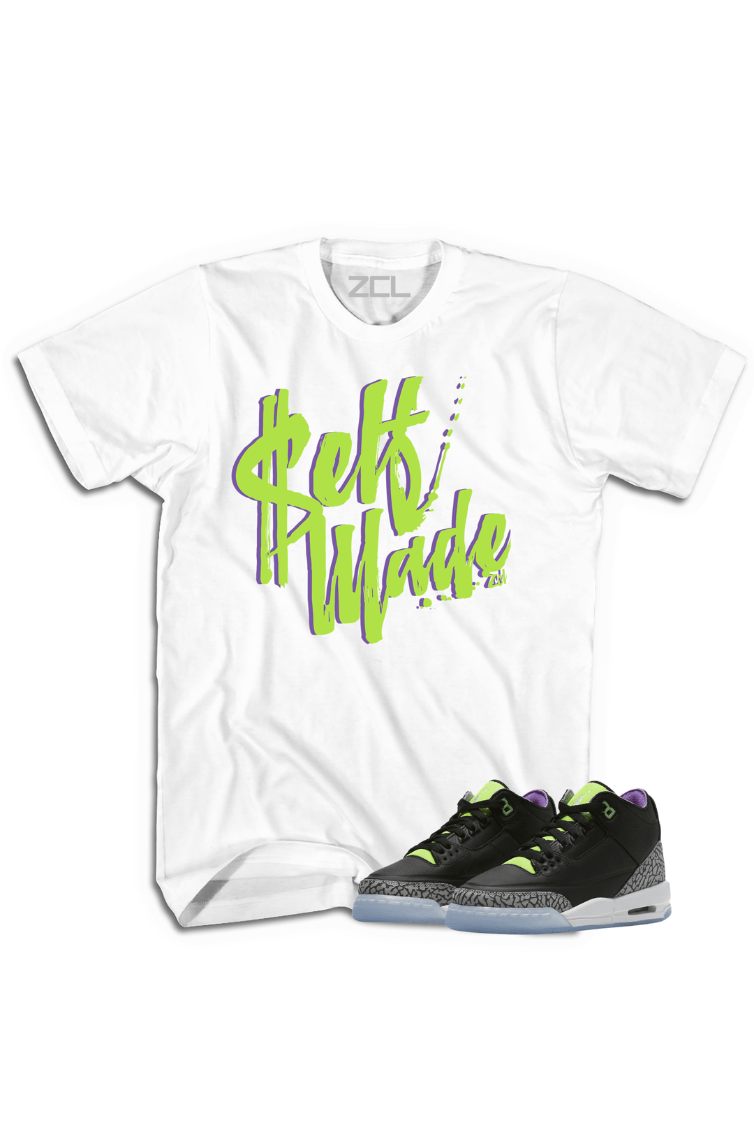 Air Jordan 3 GS "Self Made" Tee (Electric Green) - Zamage