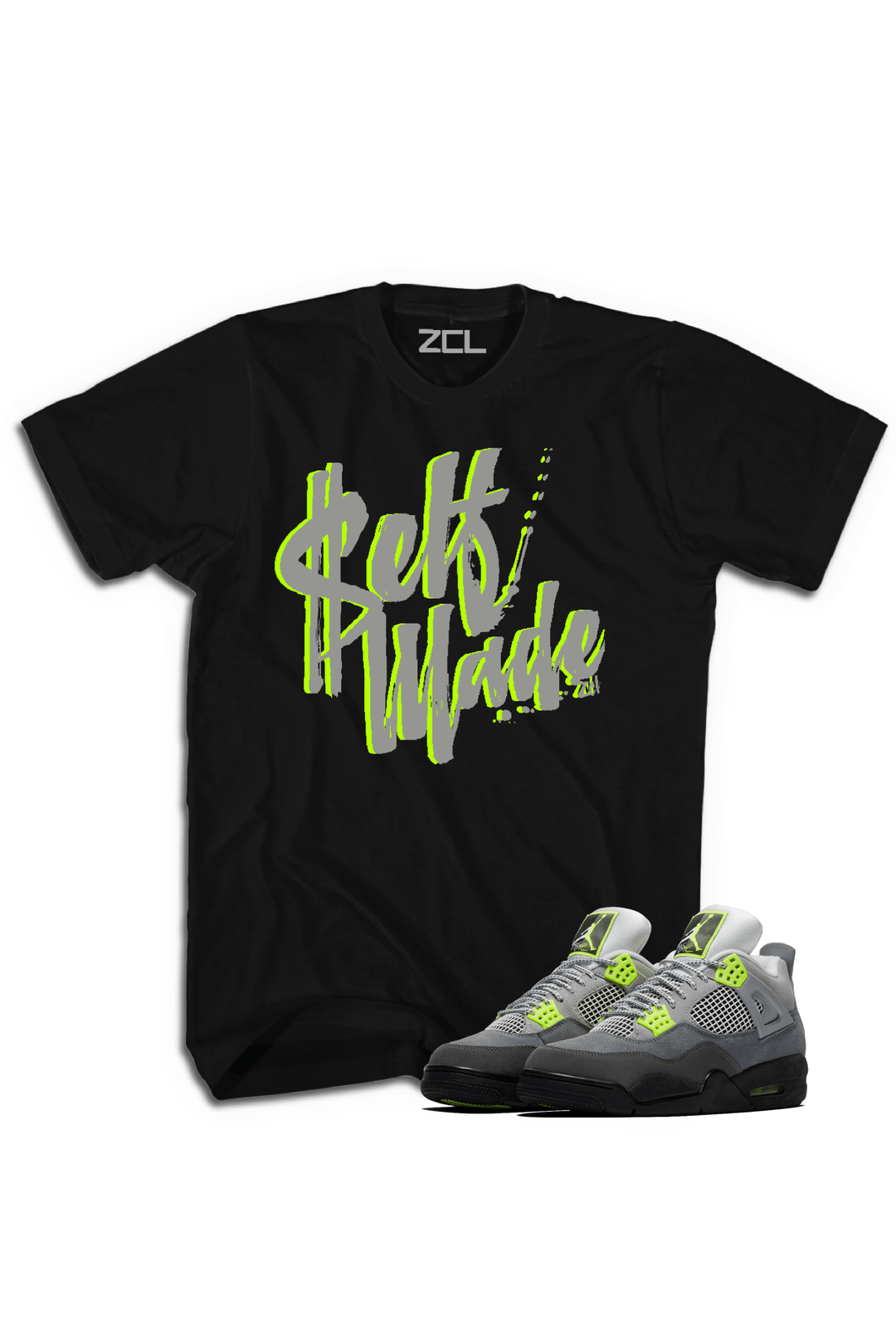 Air Jordan 4 Neon "Self Made" Tee - Zamage