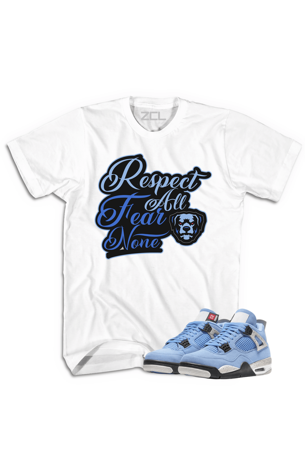 Air Jordan 4 SE "Respect All Fear None" Tee (University Blue) - Zamage