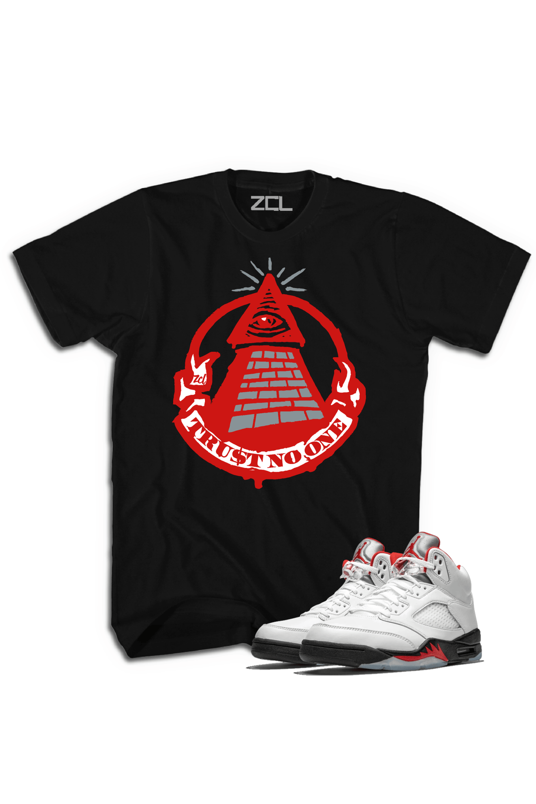 Air Jordan 5 Retro "Trust No One" Tee (Fire Red) - Zamage