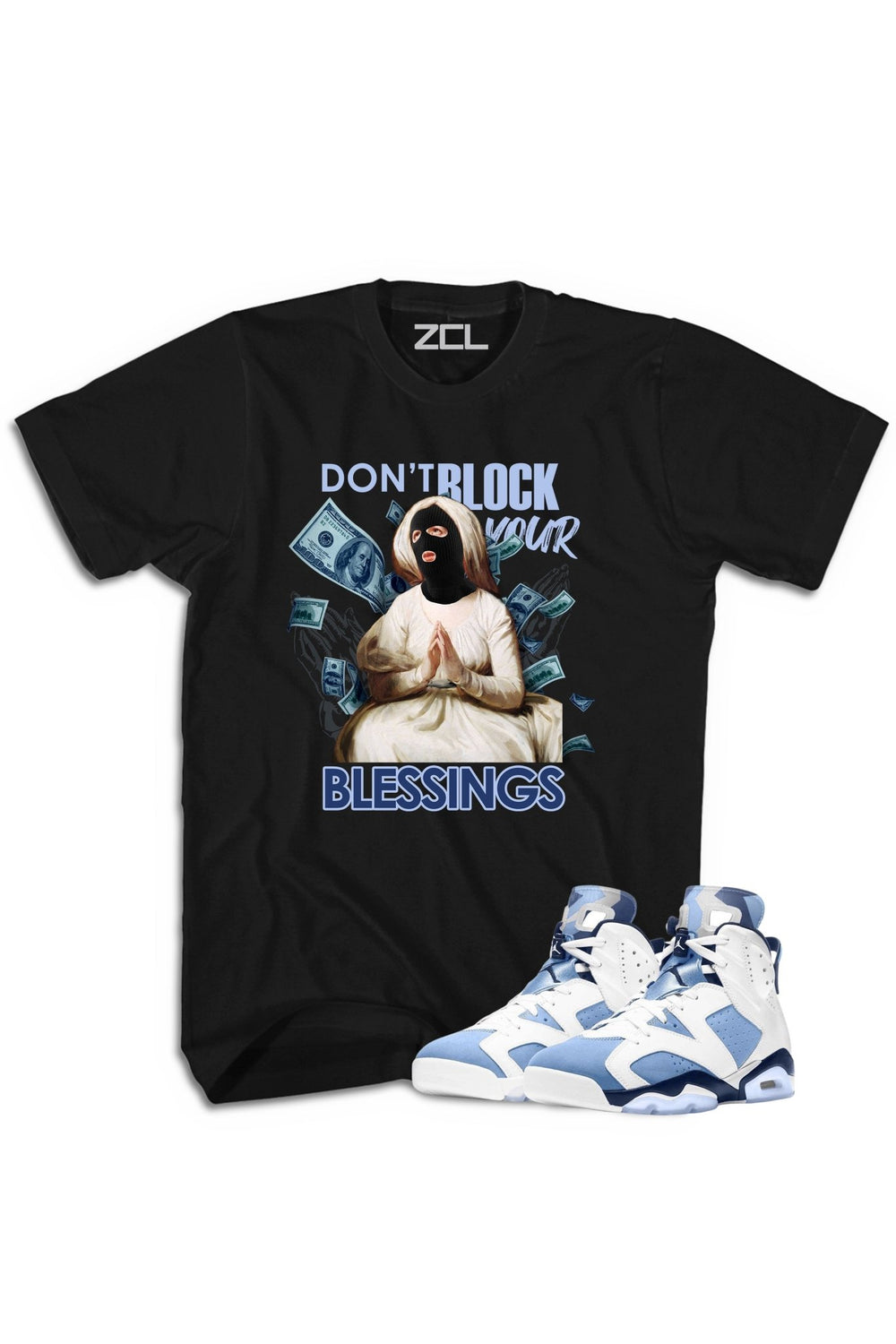 Air Jordan 6 "Don't Block Your Blessings" Tee UNC White - Zamage
