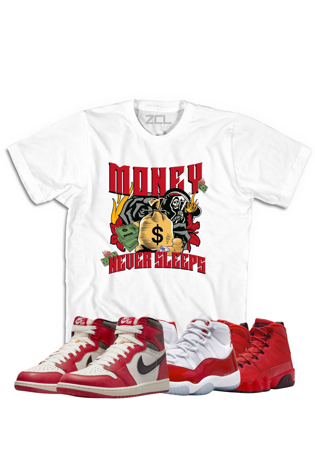 Air Jordan "Money Never Sleeps" Tee Lost & Found - Cherry Red - Zamage