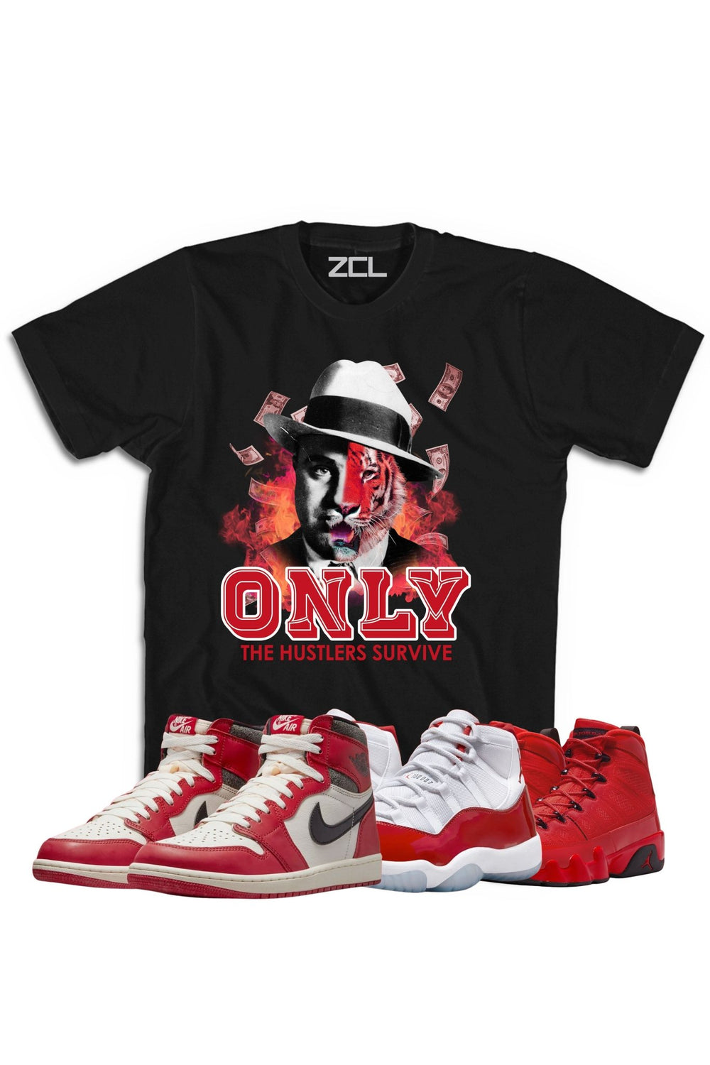 Air Jordan "Only Hustlers Survive" Tee Lost & Found - Cherry Red - Zamage