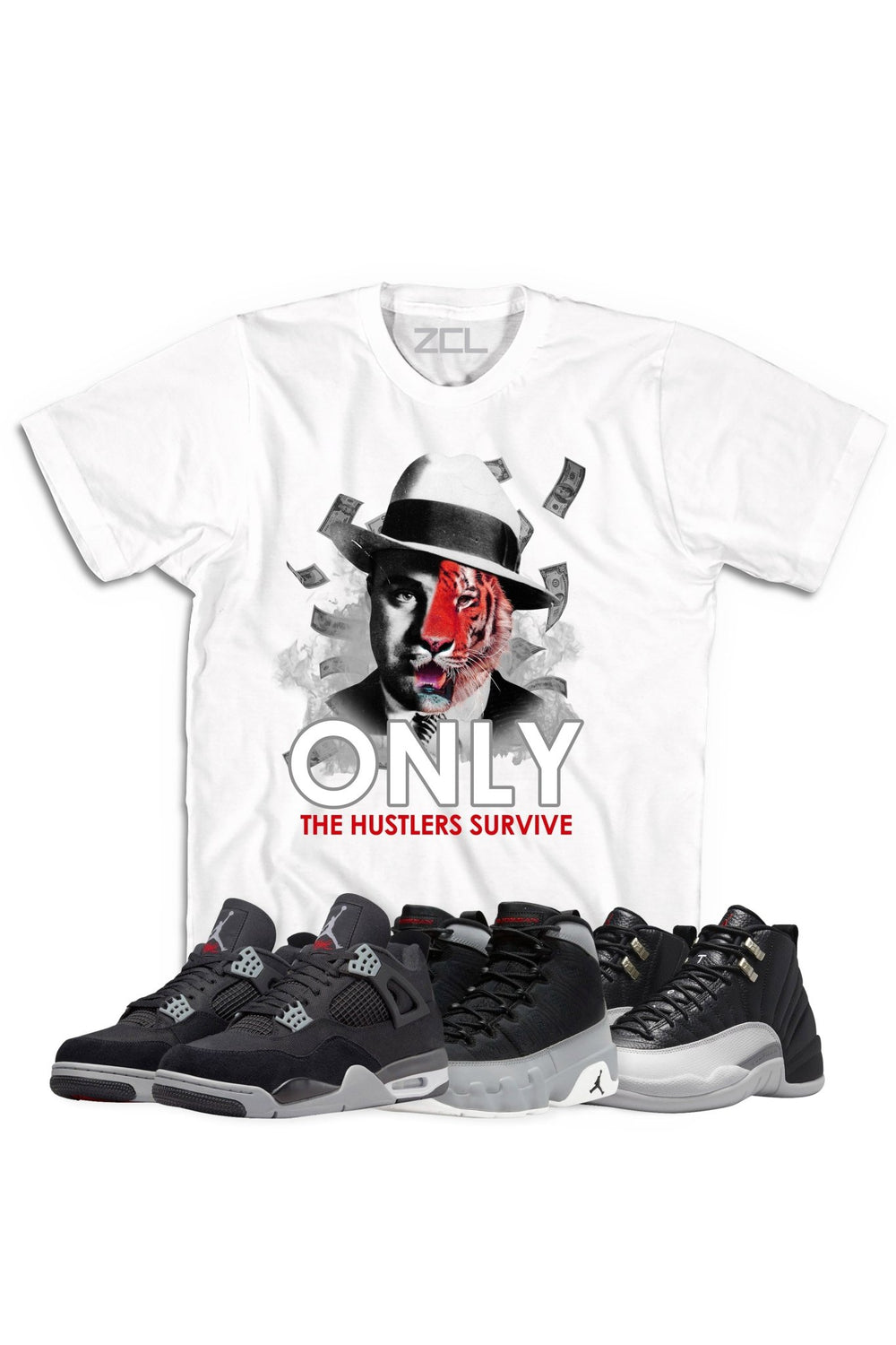 Air Jordan "Only The Hustlers" Tee Black Canvas - Zamage
