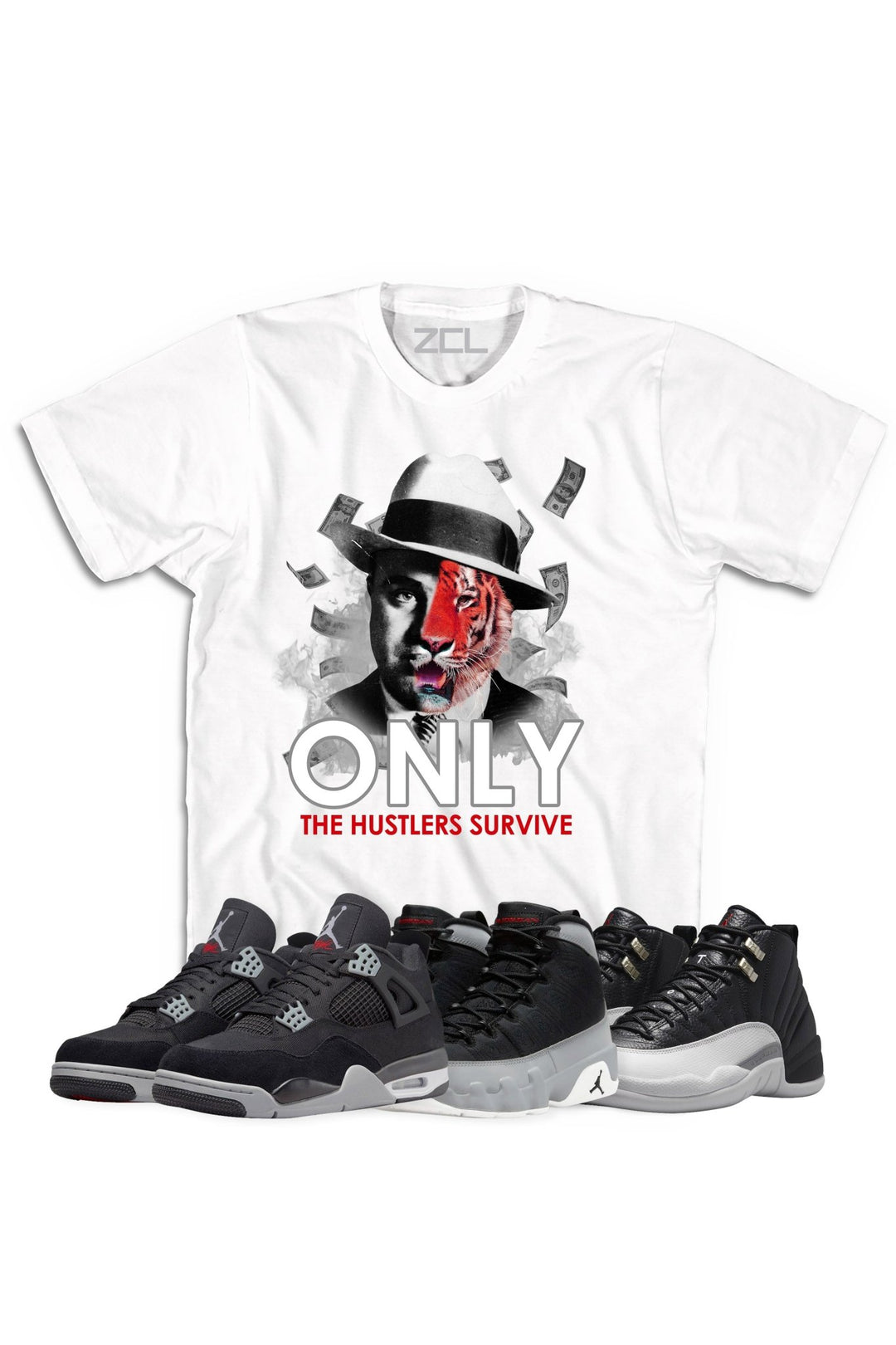 Air Jordan "Only The Hustlers" Tee Black Canvas - Zamage