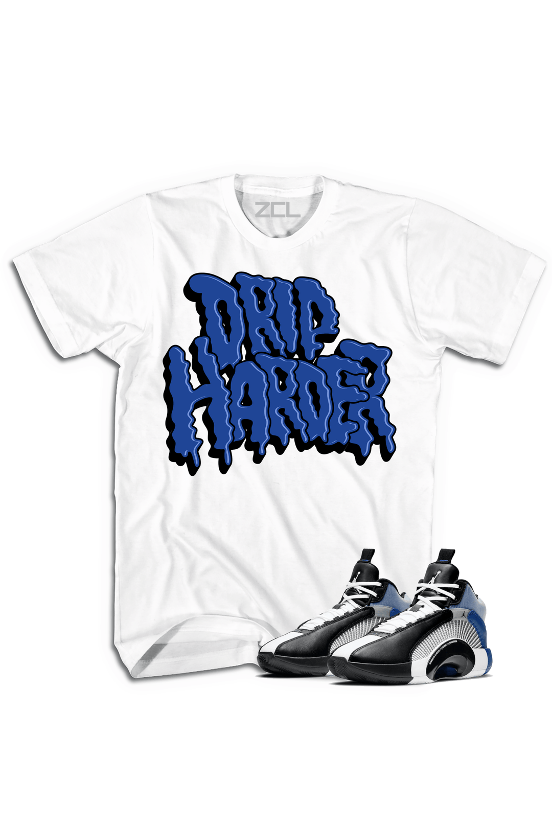 Air Jordan X Fragment "Drip Harder" Tee Sport (Blue) - Zamage
