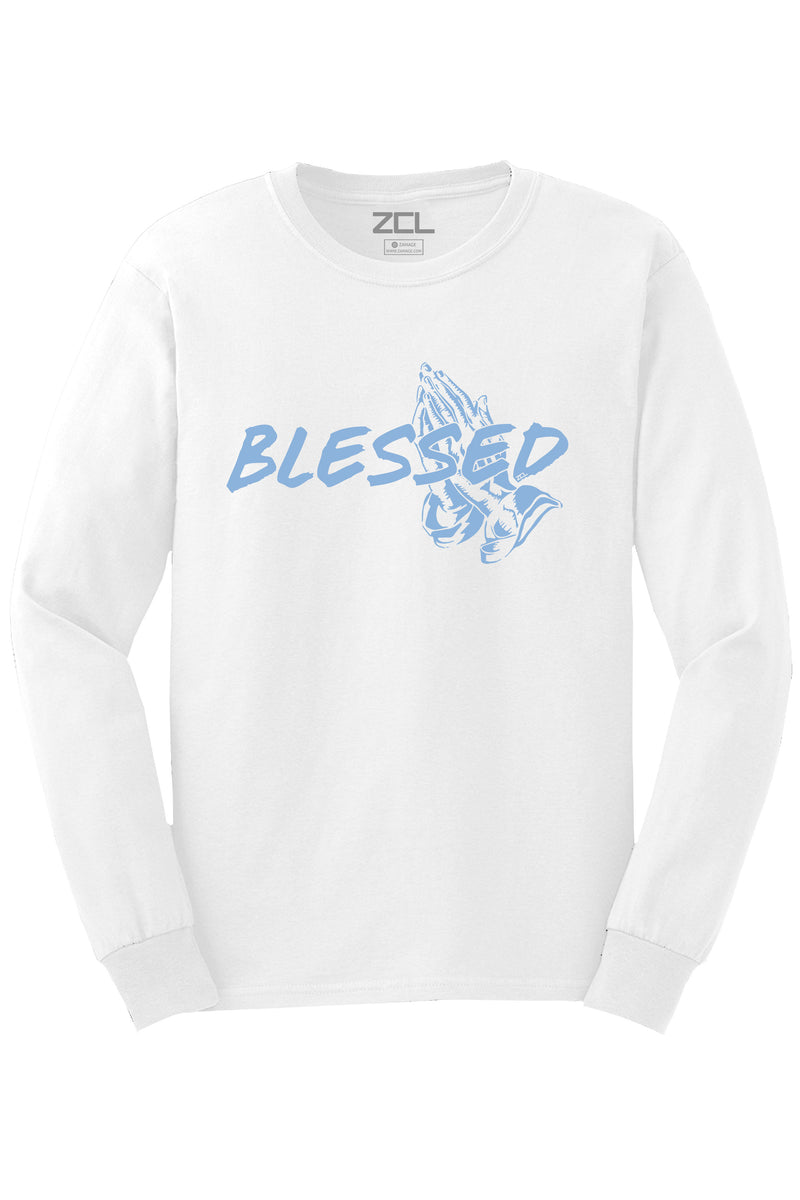 Blessed Long Sleeve Tee (Powder Blue Logo) - Zamage
