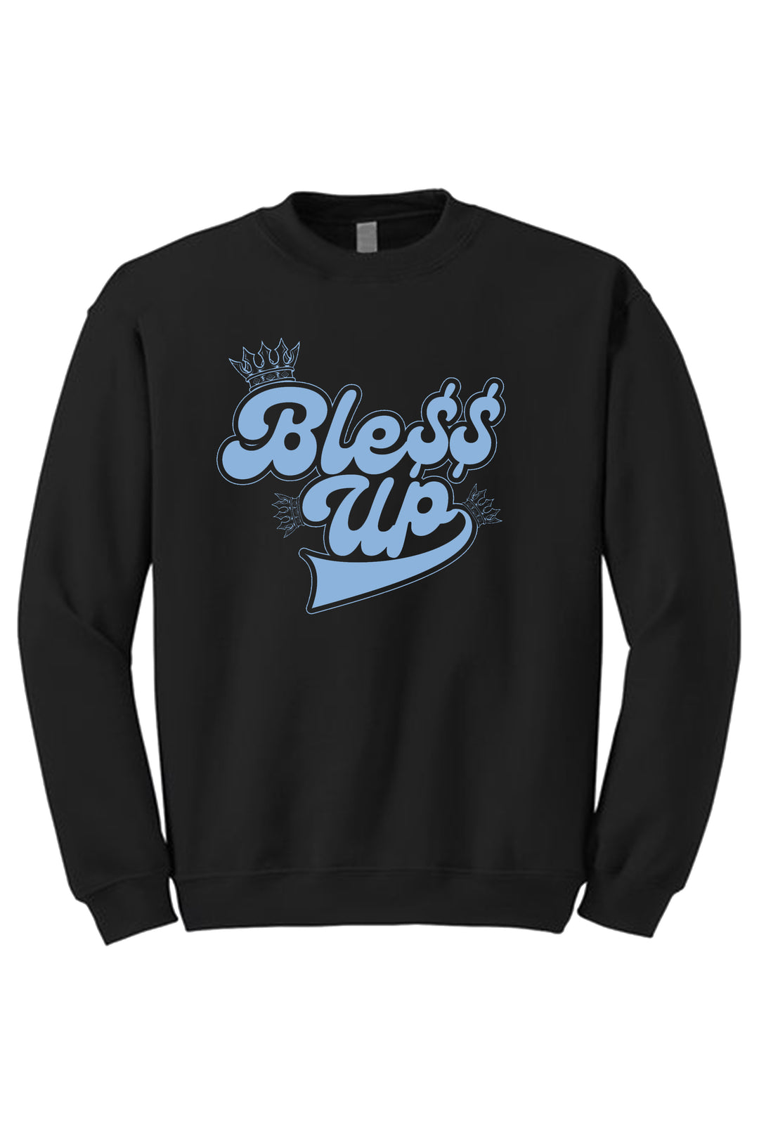 Bless Up Crowns Crewneck Sweatshirt (Blue Logo) - Zamage