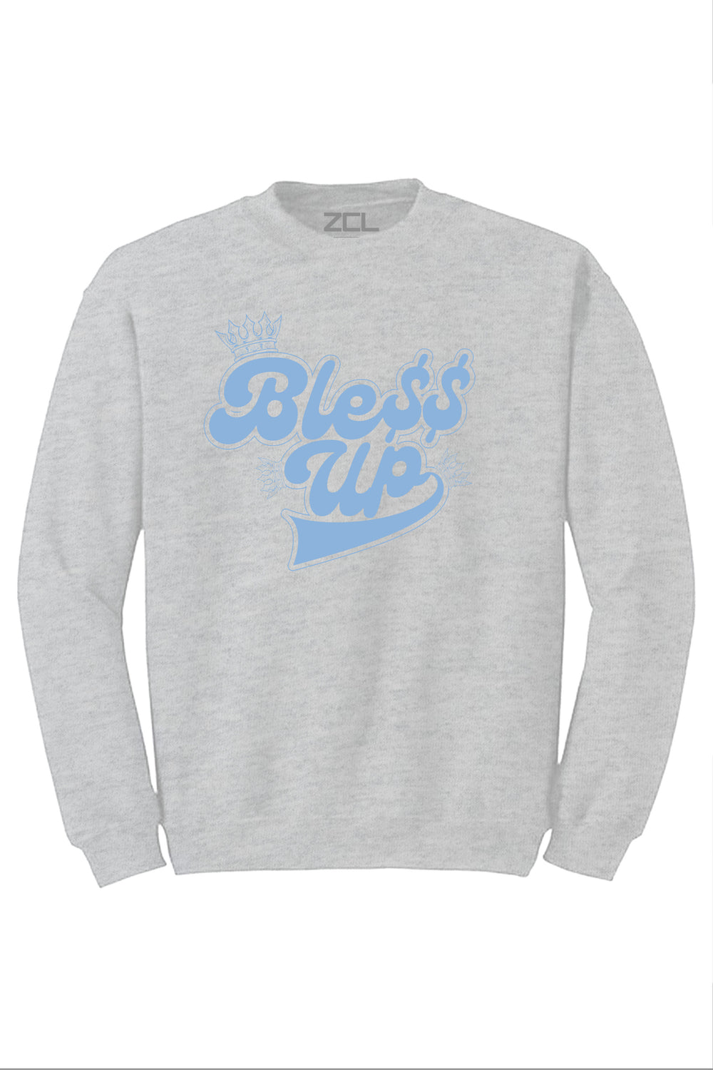 Bless Up Crowns Crewneck Sweatshirt (Blue Logo) - Zamage