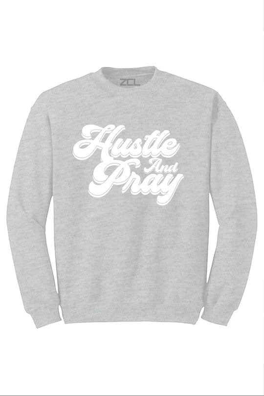 Hustle And Pray Crewneck Sweatshirt (White Logo) - Zamage