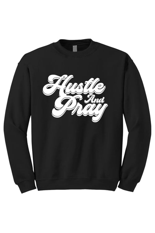 Hustle And Pray Crewneck Sweatshirt (White Logo) - Zamage