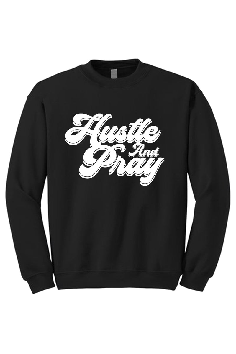 Hustle And Pray Crewneck Sweatshirt (White Logo) - Zamage
