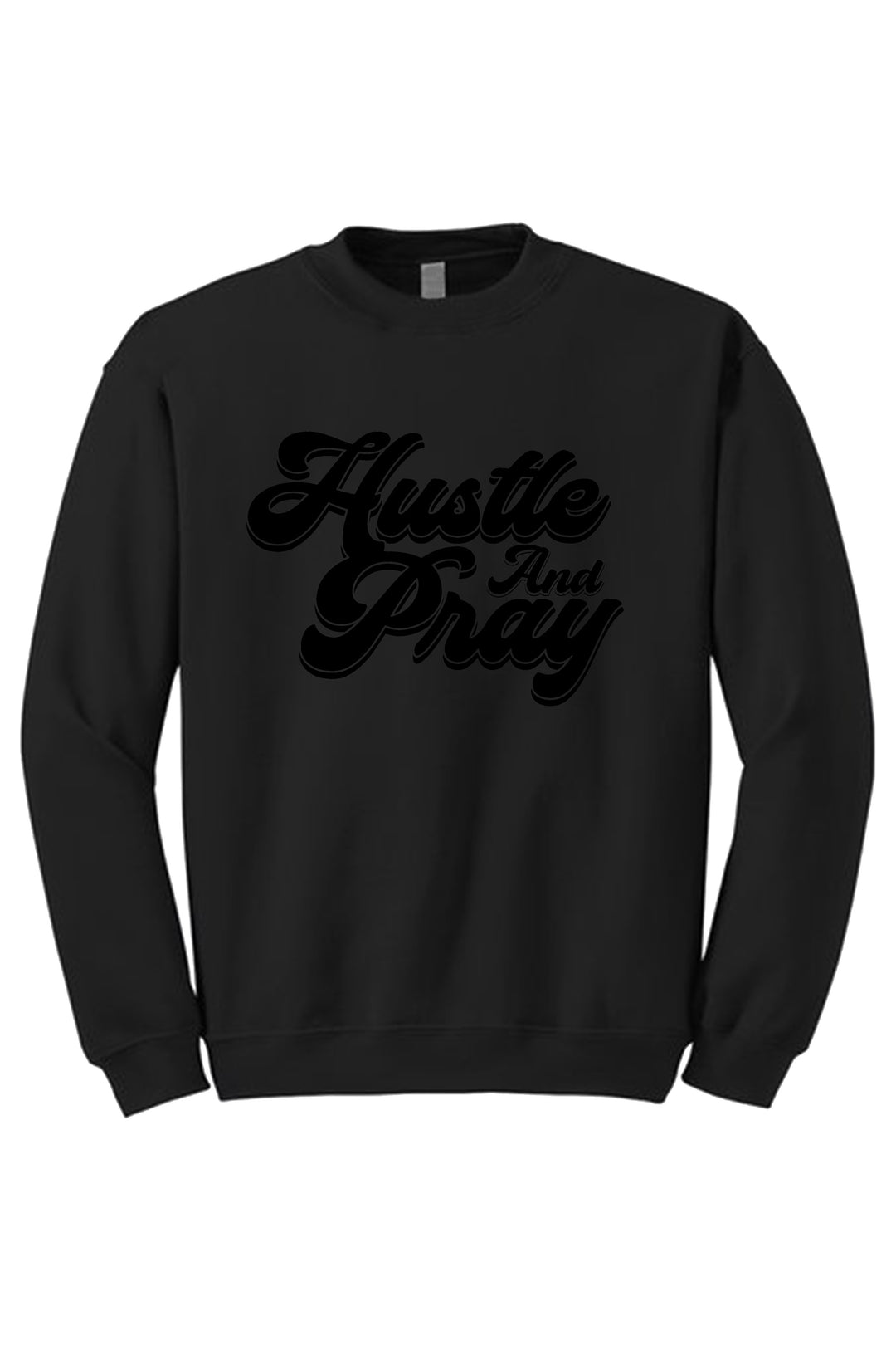 Hustle And Pray Crewneck Sweatshirt (Black Logo) - Zamage