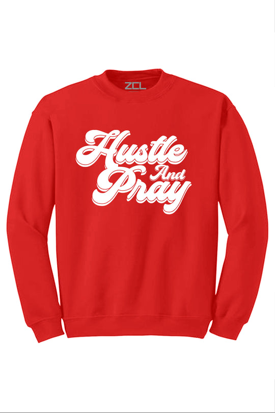 Hustle And Pray Crewneck Sweatshirt (White Logo) - Zamage