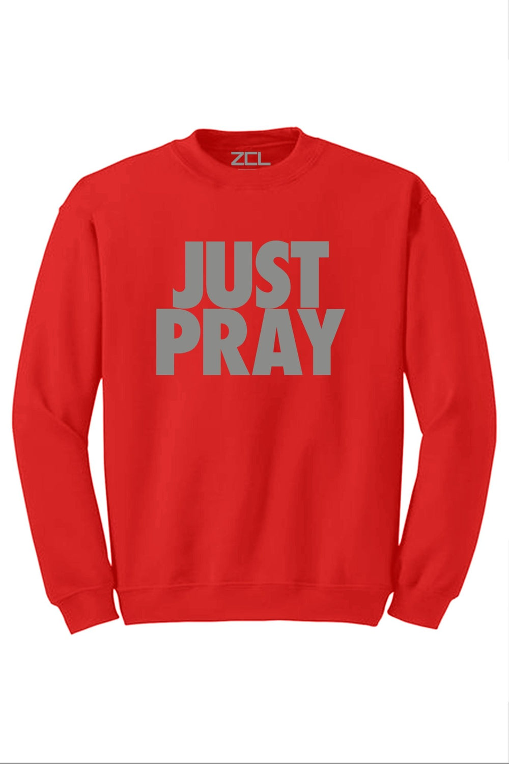 Just Pray Crewneck Sweatshirt (Gray Logo) - Zamage