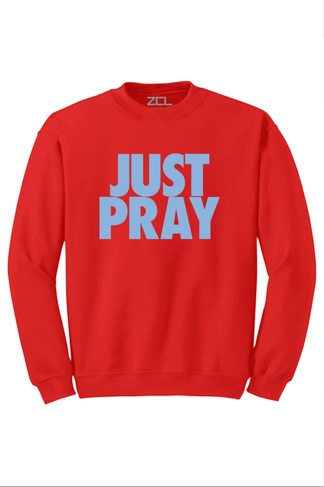 Just Pray Crewneck Sweatshirt (Powder Blue Logo) - Zamage